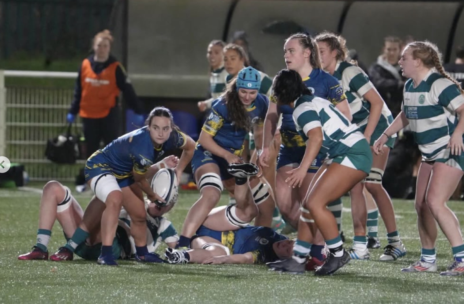 Women's rugby match action